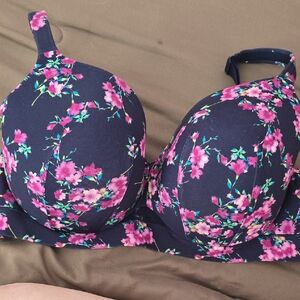 Cacique Navy and Pink Floral Bra